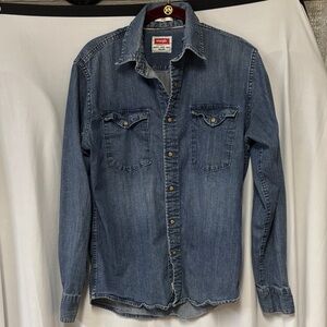 Wrangler Blue Denim Long Sleeve Shirt